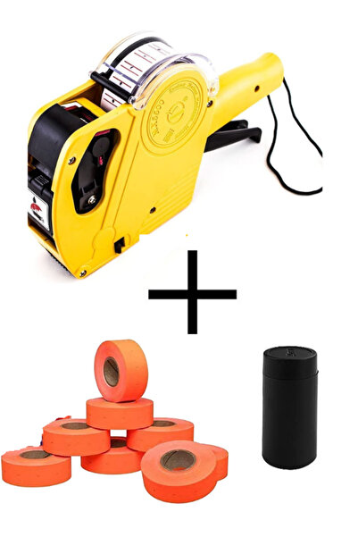 Janissary Sekiz Haneli Fiyat Etiket Makinesi, 10 Adet Turuncu Fiyat Etiketi V...