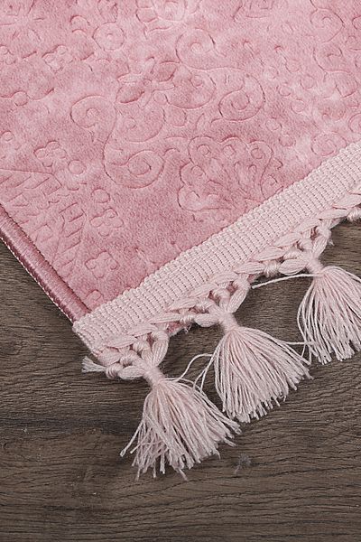 Bonny Home Nova Powder 60x100 + 50x60 cm Σετ 2 τεμαχίων με γωνιακό πομπόν με κρόσσια χαλί μπάνιου, αντιολισθητικό που πλένεται