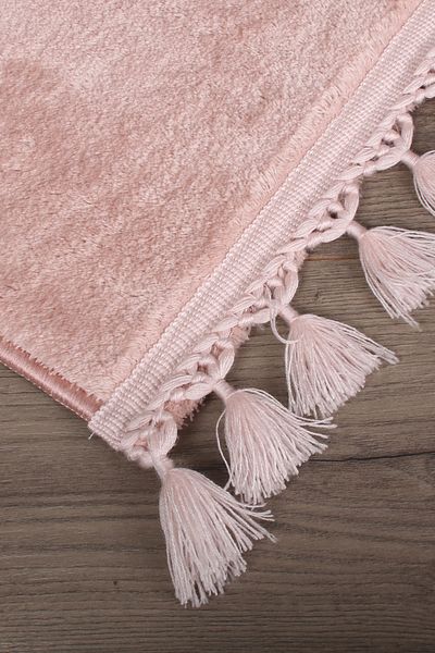 Bonny Home Relax Powder 60x100 + 50x60 cm Σετ χαλιού μπάνιου με κρόσσια 2 τεμαχίων με γωνιακό Pompom με αντιολισθητική βάση