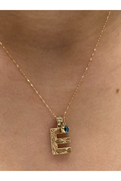 SUDEKAĞAN Altın 3 Boyutlu E Harfli Aynalı Zincir