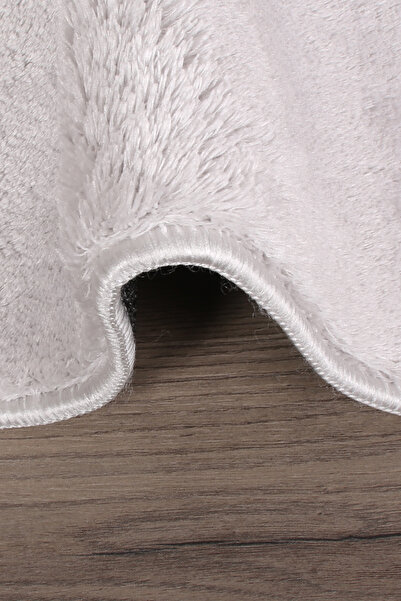 Bonny Home Relax Gray 60x100 + 50x60 cm 2-Piece Cornered Pompom Fringed Bath Rug Mat Set Non-Slip Washable