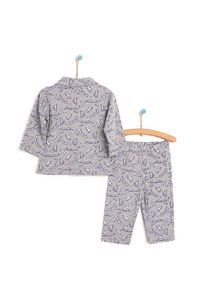ebebek Hello Baby HelloBaby Basic Baby Boy Shirt Collar Pajama Set