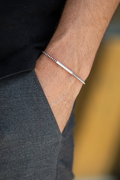Cenova Jewelry 14 Ayar Altın Çubuk Bar Bileklik Beyaz