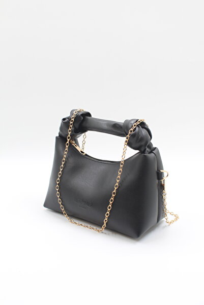 NOTHING Dámská třídílná řetízková taška Městská taška Uzel Detailní sada tašek s náhrdelníkem Dárek Černá krémová norková