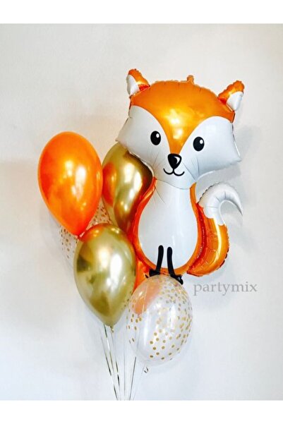 party mix Safari Balloon Set Fox Shaped Foil Balloon and 10 Pieces Transparen...