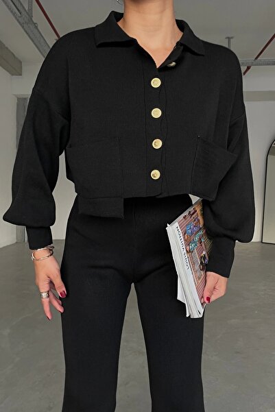 Eka Γυναικείο κοστούμι παντελόνι ζακέτα με μαύρο χρυσό κουμπί 0999-22196