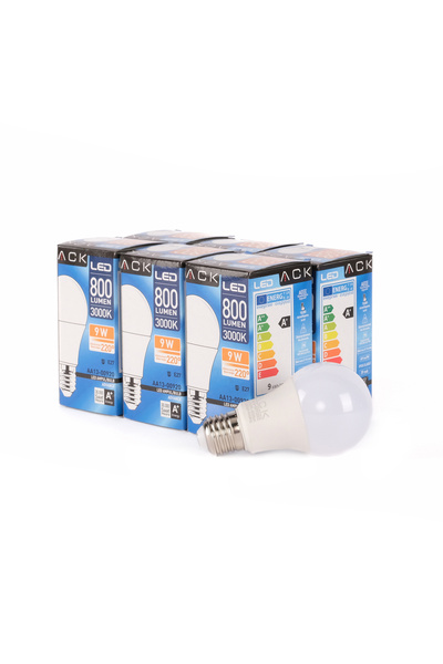ACK 9W LED Ampul 3000K Günışığı E27 6'Lı EKO PAKET