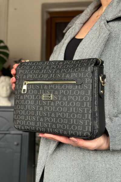 Just Polo siyah Renk 5 Bölmeli Kadın Omuz Çantası 29cm 20 cm 10 cm 2068