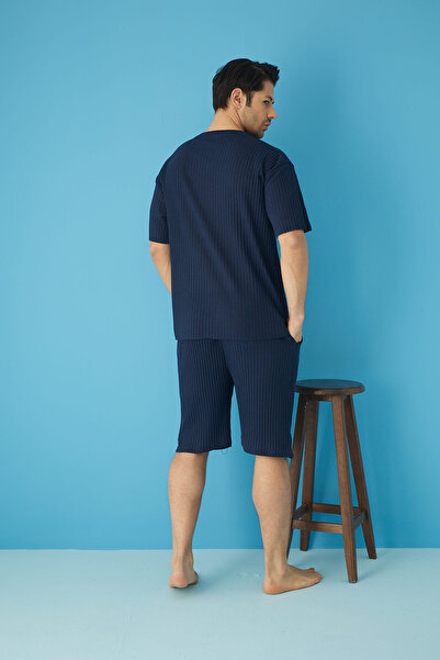 Ayans Pijama Фітільний оверсайз чоловічий комплект капрі