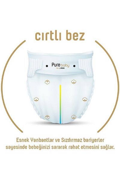 Pure Baby 3-6 Kg 68 Pieces Baby Mini Diapers - Organic