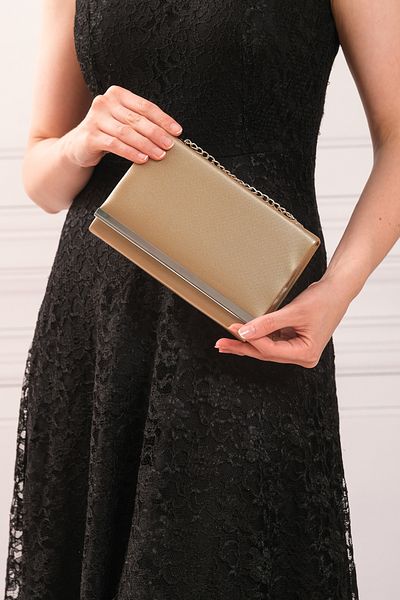 ROZA CANTA Χρυσό ύφασμα Γυναικείο βραδινό φόρεμα Clutch Clutch Τσάντα Portfolio