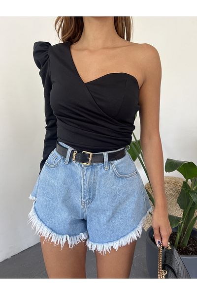 Fav Style Γυναικεία μακρυμάνικη μπλούζα με μπαλόνι με έναν ώμο