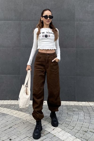 Nazliye Gabardine Parachute Jogger Pants
