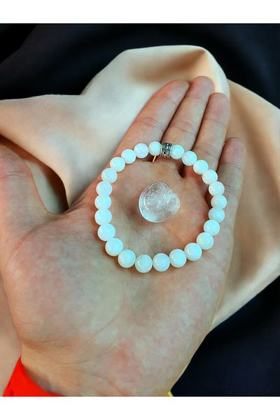 NBS Beautiful Naturel Stones Natural Stone Healing Moon Stone (With Stone Gift) (Women/Men's Relaxing and calming healing) 8 mm