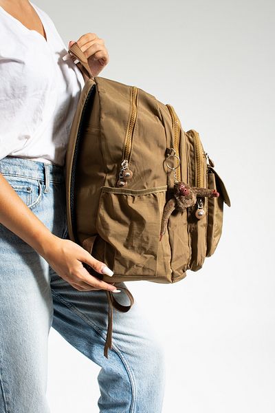 GP GUES POLO SCHOOL BAG MINK MEGA LARGE SIZE MULTI COMPARTMENT BACKPACK (WITH MONKEY)