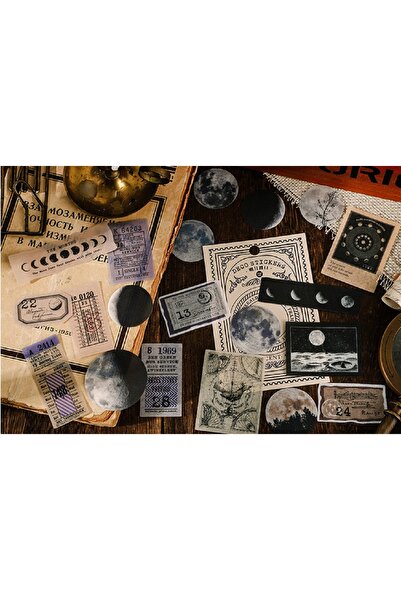 SF SCRAPBOOK KIRTASİYE 20 Adet Scrapbook Vintage Uzay Sticker Set