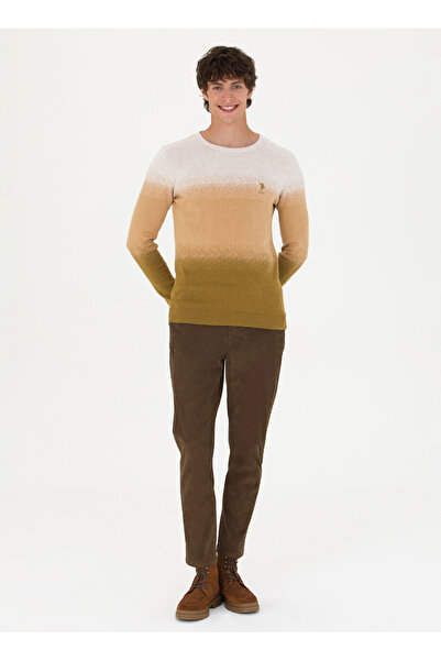 U.S. Polo Assn. U.S. Polo Assn. Bisiklet Yaka Slim Fit Taş Melanj Erkek Kazak HELSEN-SK23