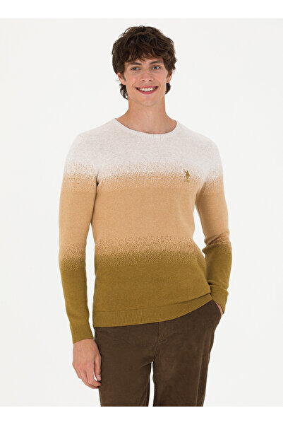 U.S. Polo Assn. U.S. Polo Assn. Bisiklet Yaka Slim Fit Taş Melanj Erkek Kazak HELSEN-SK23