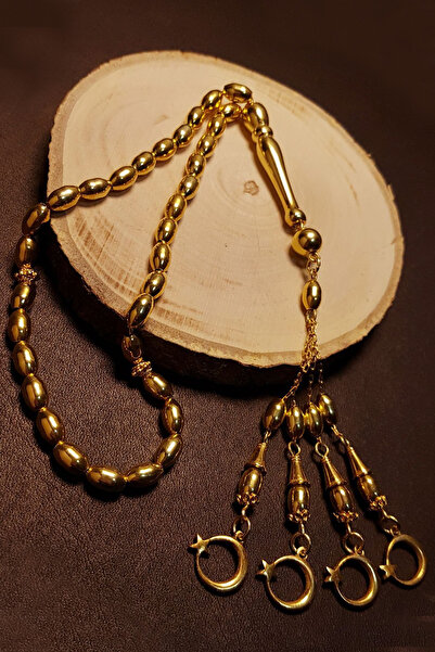 OTTOTESBİH 24k Altın Kaplama Ayyıldız Model Tamamı 925 Ayar Gümüş