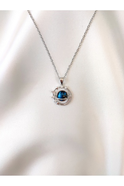 Evorya قلادة نسائية من الفولاذ المقاوم للصدأ 316L مصنوعة من الفضة والزركون وح...