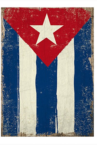 Bedeko Poster artistic din MDF cu steagul Cuba Karizma Tablo 25cmX 35cm