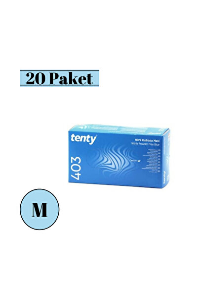 Tenty Mavi Nitril Muayene Eldiveni Medium 100 X 20 Paket