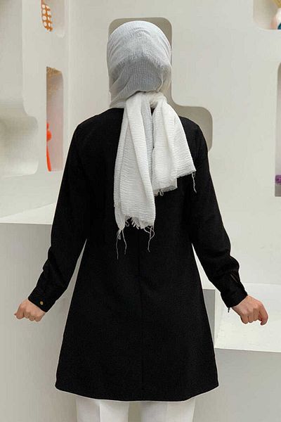 Bym Fashion Μανσέτες με κουμπιά Crew Lang Tunic 2649 Μαύρο