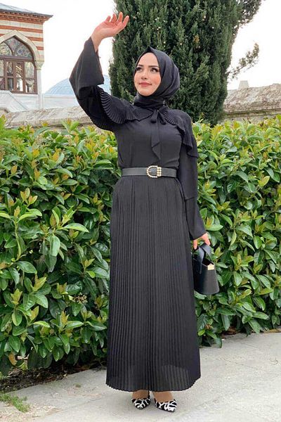Bym Fashion Μπλούζα με λεπτομέρεια μανίκι με στρώσεις 5263 Μαύρο