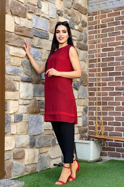Bym Fashion 2340 Claret Red Floor Look Μηδενικό μανίκι εσωτερική ρόμπα