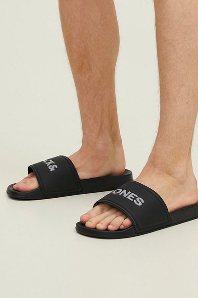 Jack & Jones Ανδρικές παντόφλες με λεπτομέρειες Jfwlarry Text 12184277   Μαύρο