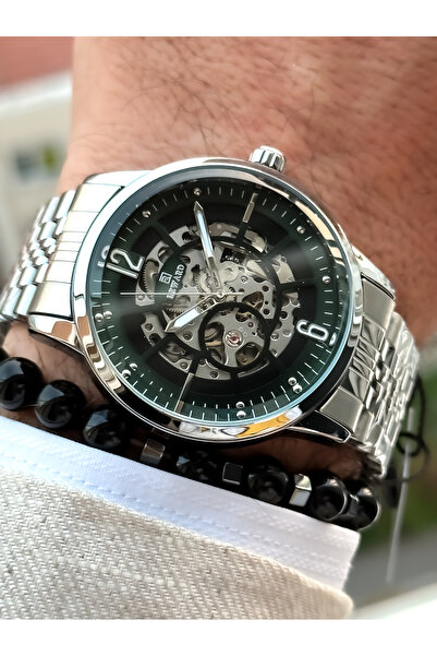 Reward Automatic Men's Special Steel Strap Silver Color Wristwatch Bracelet