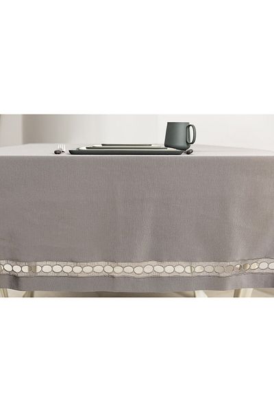 Gül Güler Anthracite Pamina Lace Tablecloth