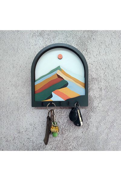 CajuArt Decorative Mountain Landscape - Sun Three-dimensional Layered Wall Hanging Keychain