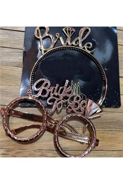 parti sürprizi طقم نظارات ونظارة من الذهب الوردي من Bride To Be