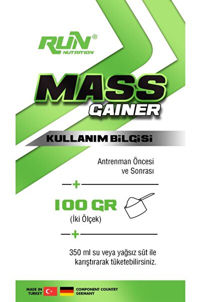 Run Nutrition Gainer - 5 Kg - Çilek Aromalı - 50 Servis