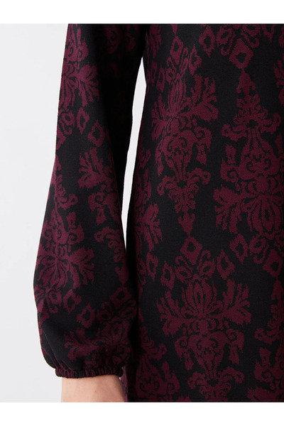 LC Waikiki LCW Grace Bisiklet Yaka Desenli Uzun Kollu Kadın Elbise