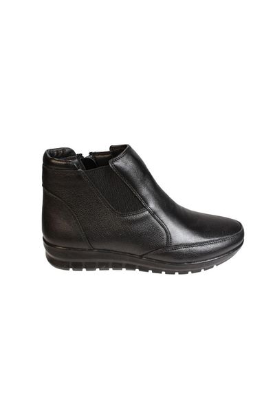 Polaris POLARIS Women's Black Leather Genuine Leather 5 Point Laceless Ankle Elastic Thermo Sole Boots
