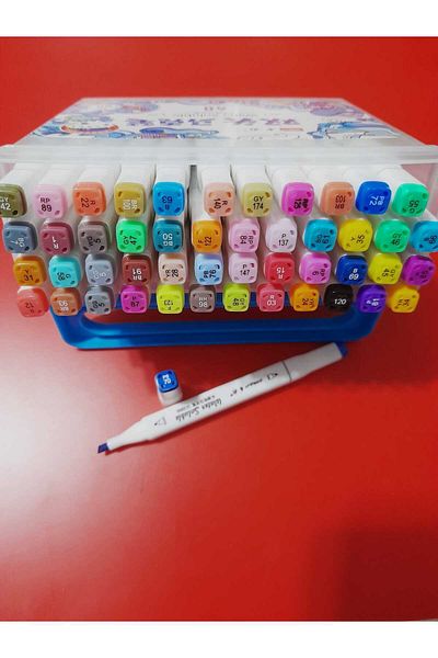 gebzeli Double-Ended Marker Set Water-Based 48Pcs in a Box with Special Holding Apparatus