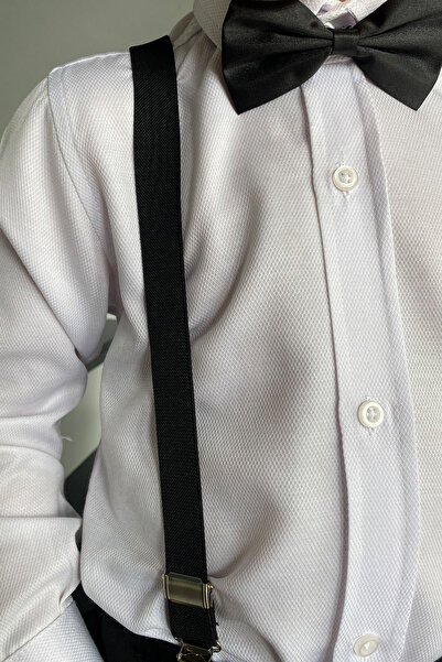 Entel Σετ παπιγιόν με μακρυμάνικο Dobby λευκό πουκάμισο για αγόρι