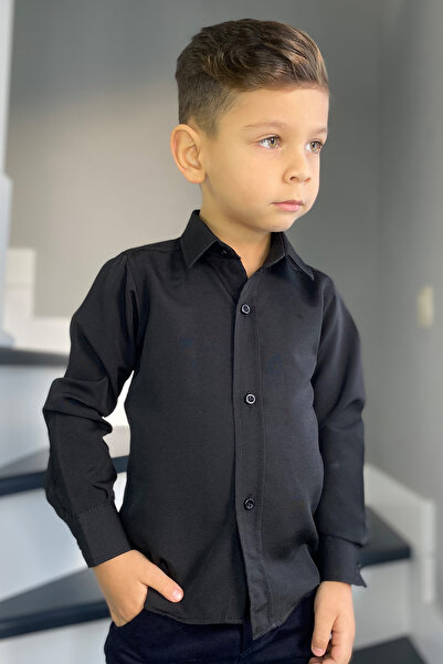 Entel Boy's Long Sleeve Black Shirt Suspender Bow Tie Suit