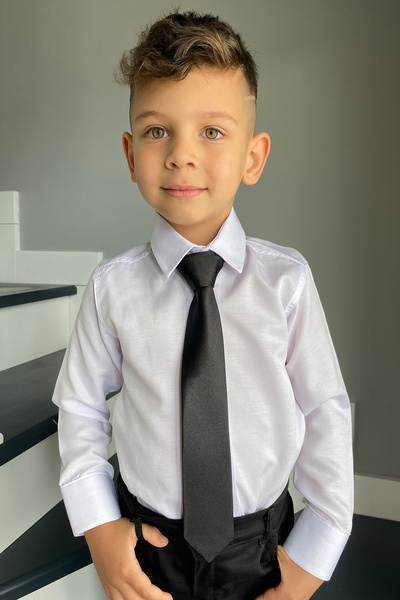 Entel Σετ γραβάτας για αγόρι μονόχρωμο λευκό πουκάμισο 2 τεμ