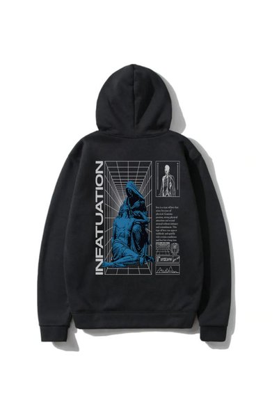 DEEPSENCE Infunatıon Black Hooded Unisex Sweatshirt - Back Printed
