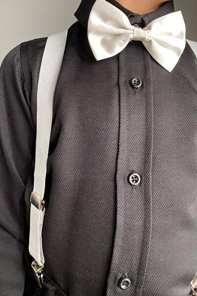 Entel Σετ παπιγιόν με μακρυμάνικο Dobby μαύρο πουκάμισο για αγόρι