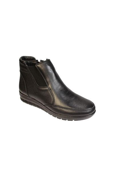 Polaris POLARIS Women's Black Leather Genuine Leather 5 Point Laceless Ankle Elastic Thermo Sole Boots