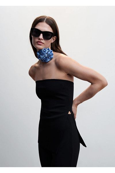 MANGO Woman Perforated Bandeau Blouse