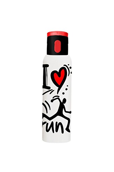 Herevin Matara Opak Desenli Düğmeli I Love Run 500 ML Suluk