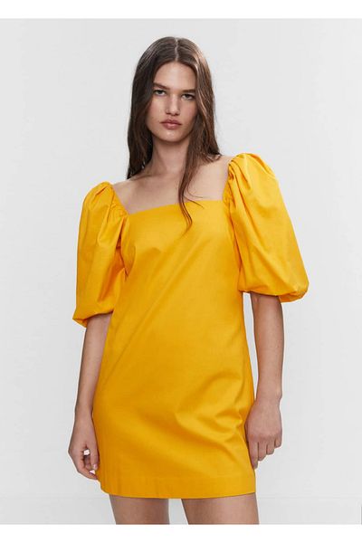 MANGO Woman Κοντό φόρεμα με φουσκωτά μανίκια