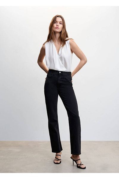MANGO Woman Μπλούζα με διπλό στήθος Lyocell