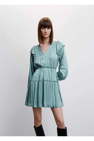 MANGO Woman Rochie din satin cu volan