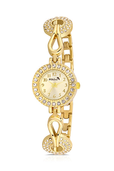 Polo Air Elegantní Vintage dámské náramkové hodinky Zircon Stone Náramek kombinace zlaté barvy